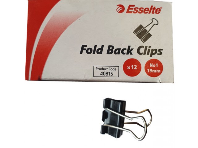 No 1 (19mm) Fold Back Clip (Box/12)