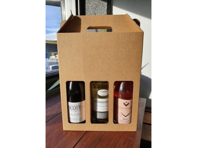 3 Bottle Wine Carry Pack KRAFT (Brown)