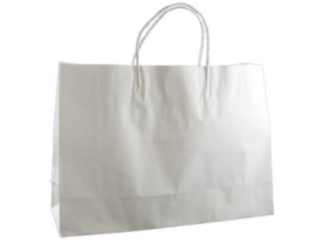Twist Handle Paper Bag WHITE (Landscape) Bundle/10