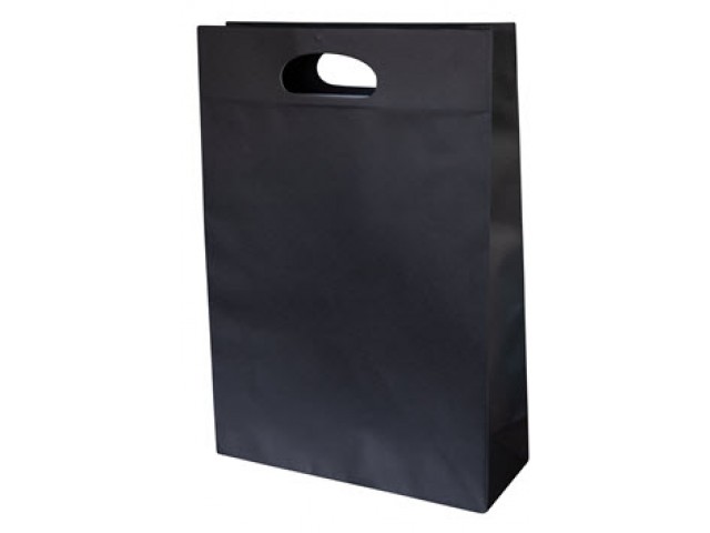 Large Black Paper Bag with gusset and die cut handle