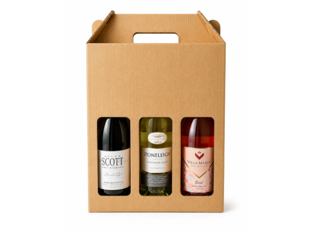 3 Bottle Wine Carry Pack KRAFT (Brown)