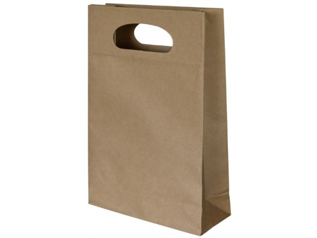 Accessory Size Brown Paper Bag with gusset and die cut handle