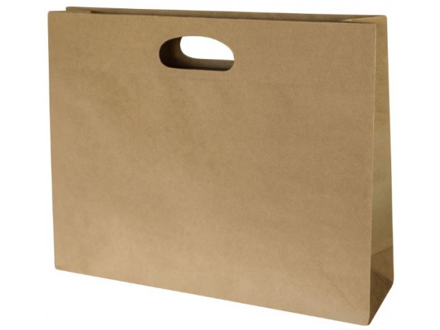 Landscape Medium Brown Paper Bag with gusset and die cut handle