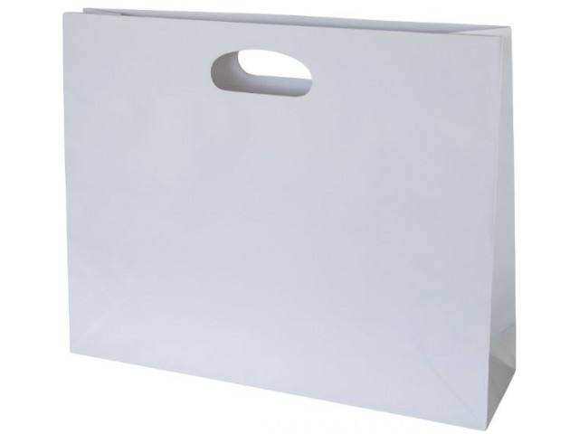 Landscape Medium White Paper Bag with gusset and die cut handle