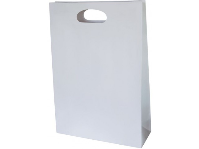Medium White Paper Bag with gusset and die cut handle