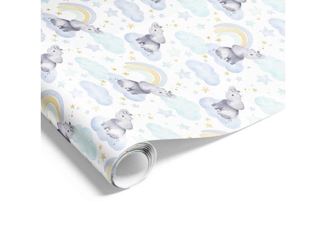 Gift Wrap Baby Clouds Blue