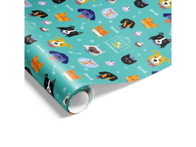 Gift Wrapping Paper "Pets" Print 