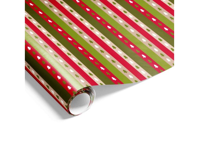 Gift Wrap Christmas Stripe Red Olive