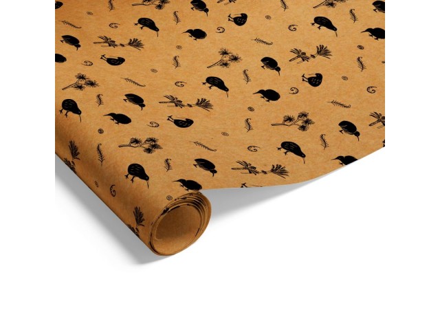 Gift Wrap Kiwi Wrap Black on Kraft