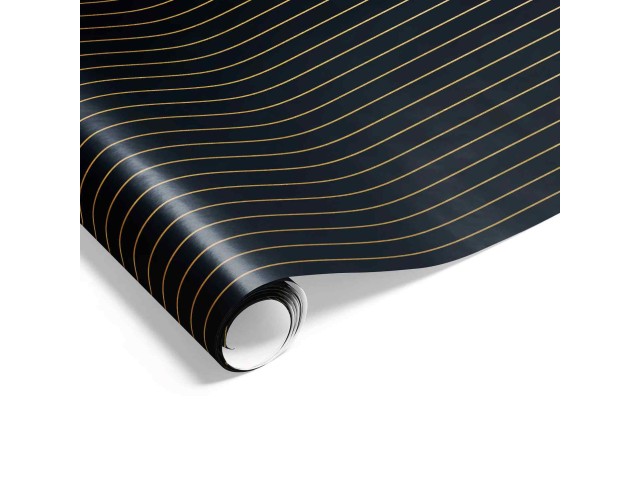 Gift Wrap Pinstripe Black & Gold 
