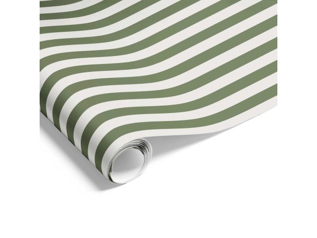 Gift Wrap Two Stripe Matt Green Warm Grey