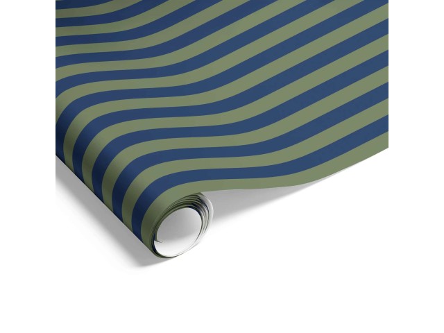 Gift Wrap Two Stripe Matt Green Navy