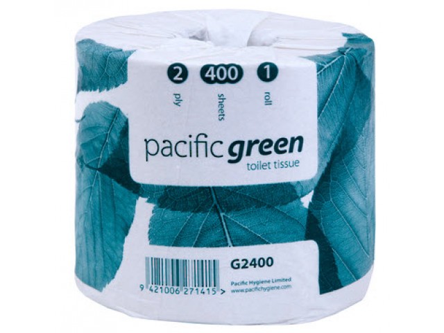 Pacific Green 2 Ply Toilet Rolls 100% Recycled Carton/48