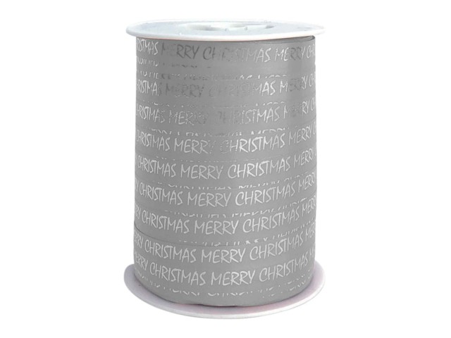 10mm Merry Xmas Ribbon Silver