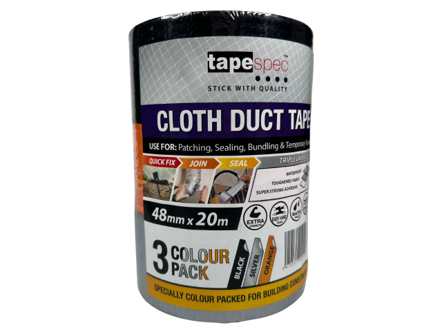 3 Pkt 9062 Duct/Cloth Tape (Black, Orange, Silver)