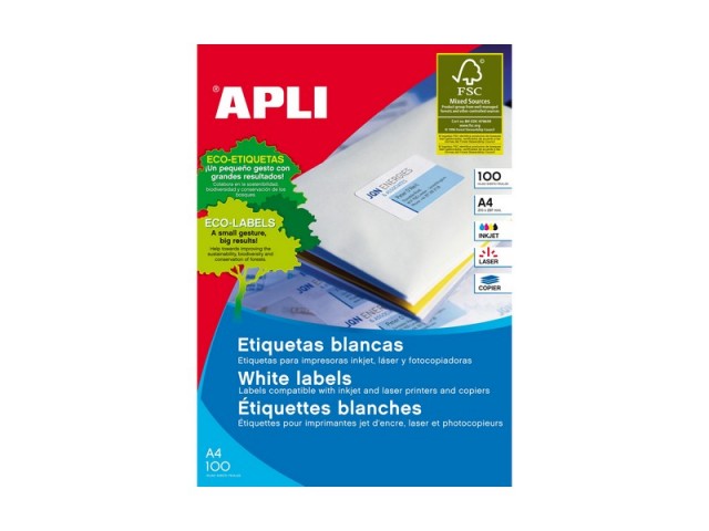 Apli A4/1up Plain Label Printer Labels