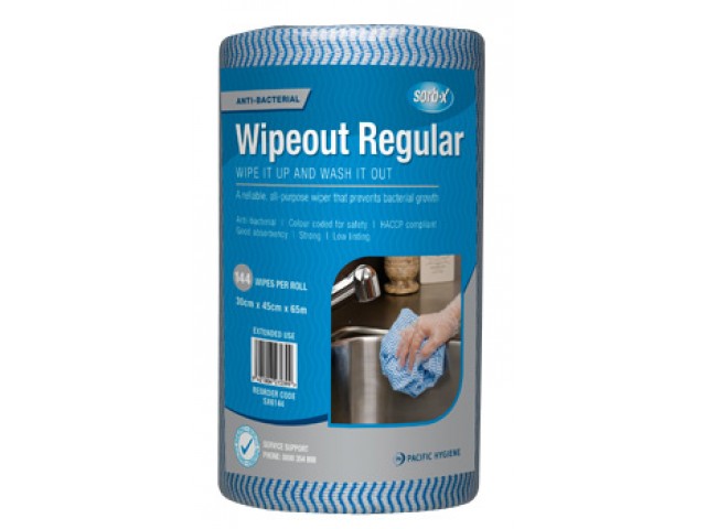 Wipeout Regular Wipes Perforated Roll/144 BLUE